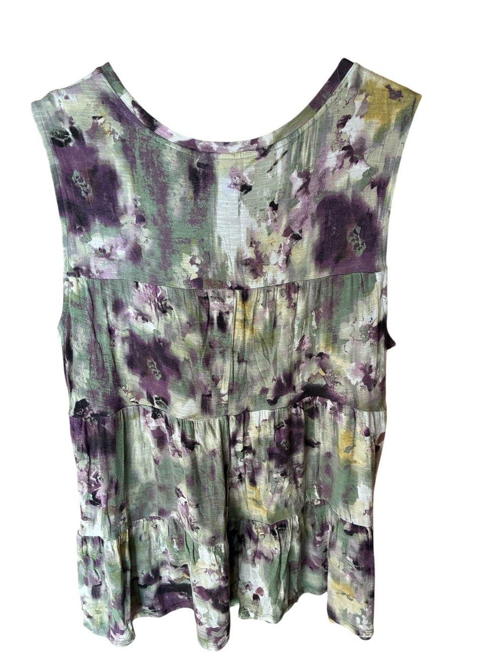 bohemian Tie-Dyed Sleeveless Peplum Tank - Picture 2 of 6